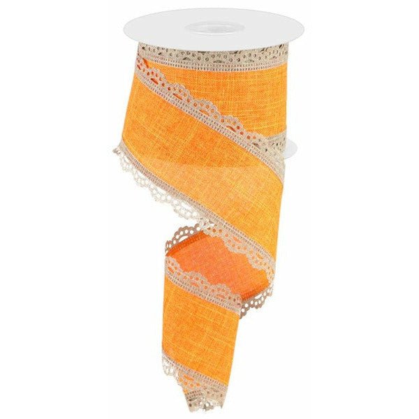 Shop For 2.5" Scalloped Edge Ribbon: Light Beige/Orange (10 Yard) at Michelle's aDOORable Creations