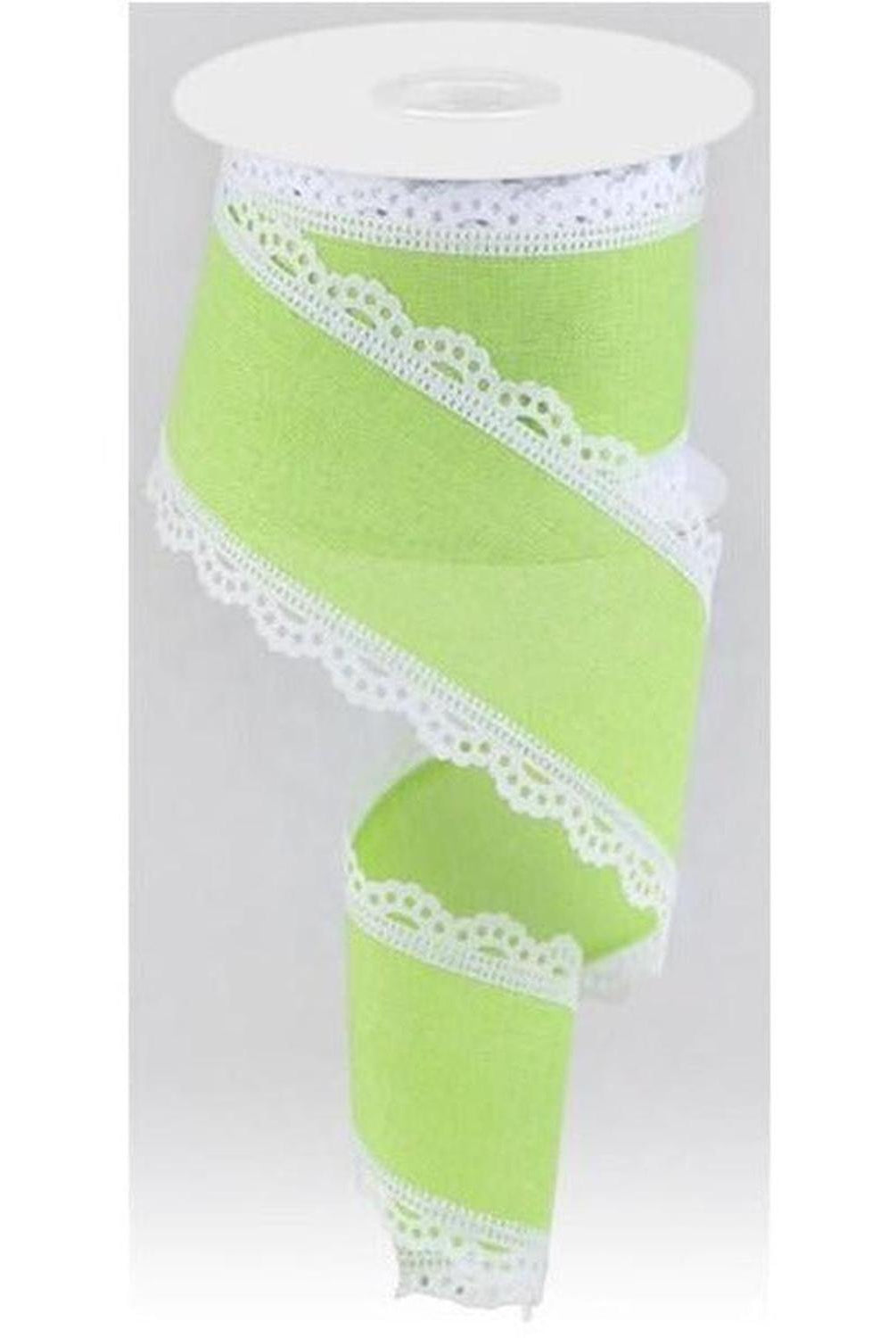 2.5" Scalloped Edge Ribbon: Lime Green (10 Yard)