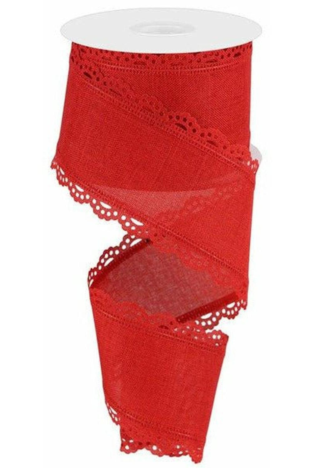 2.5" Scalloped Edge Ribbon: Red (10 Yard)