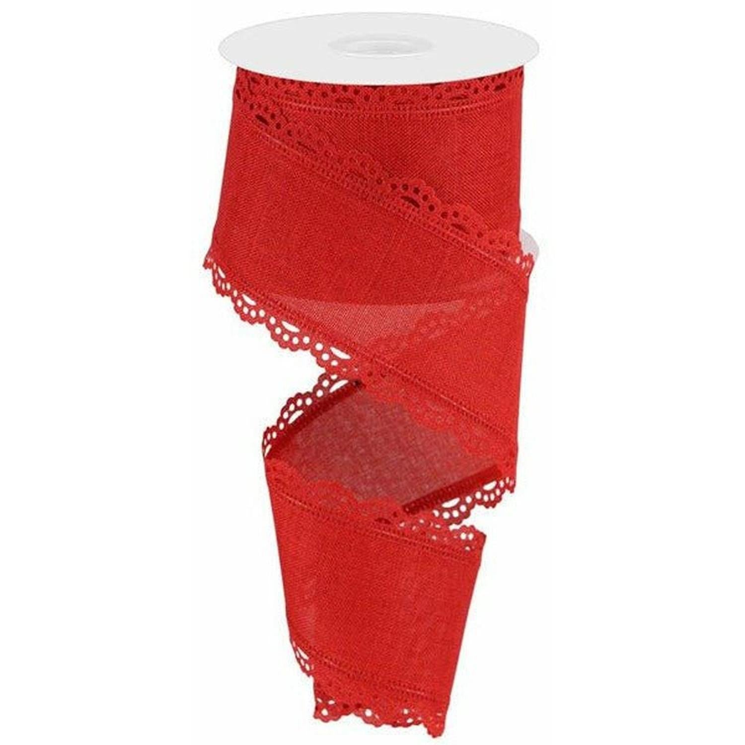 2.5" Scalloped Edge Ribbon: Red (10 Yard)