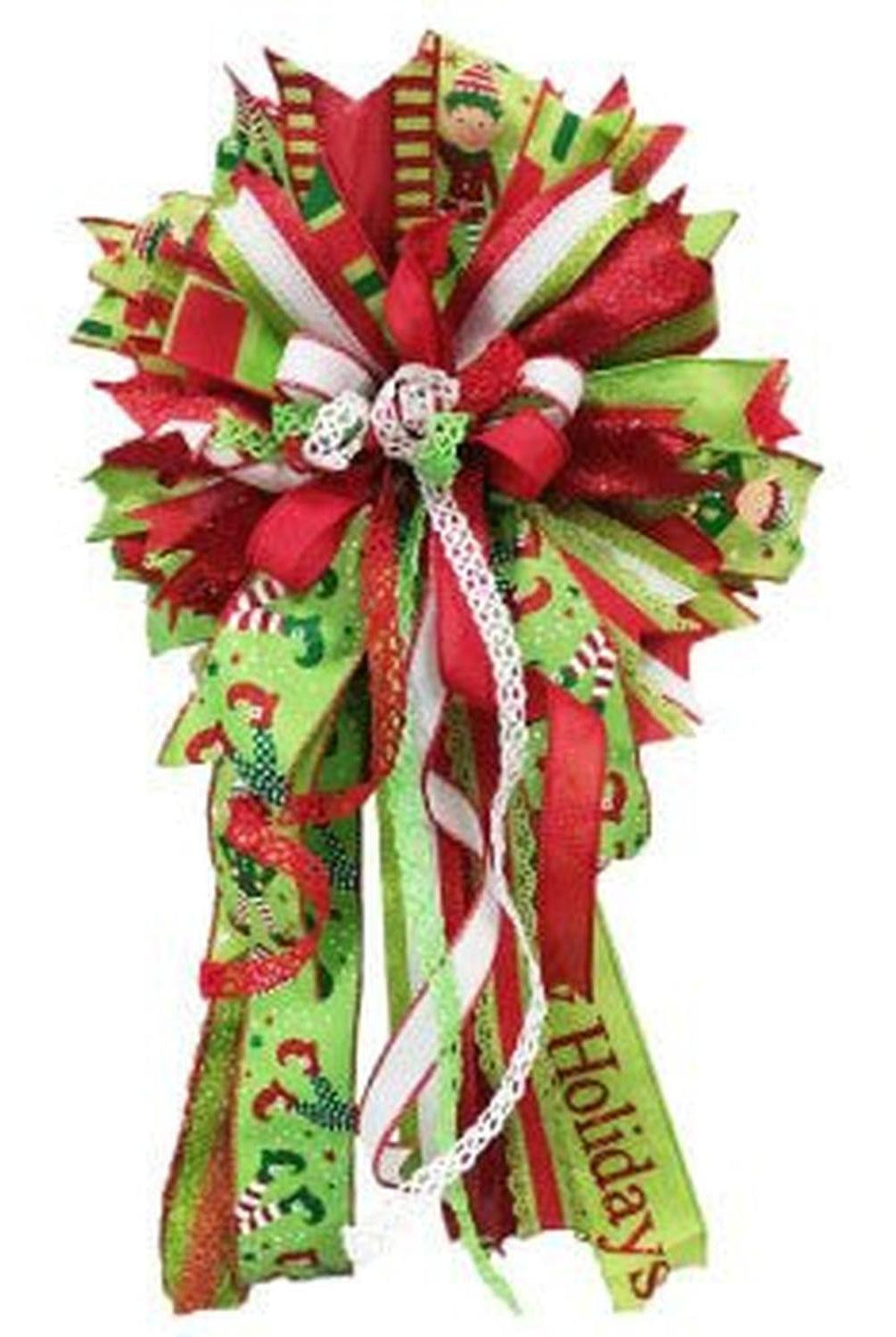 2.5" Scalloped Edge Ribbon: Red/Lime Green (10 Yards)