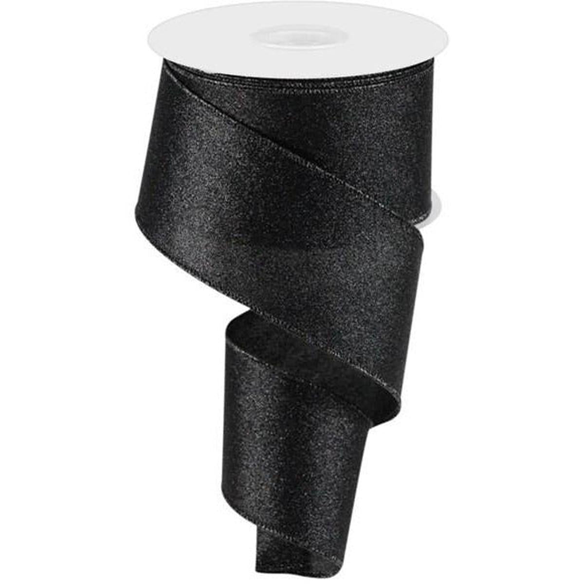 Shop For 2.5" Shimmer Glitter Ribbon: Black (10 Yards) at Michelle's aDOORable Creations