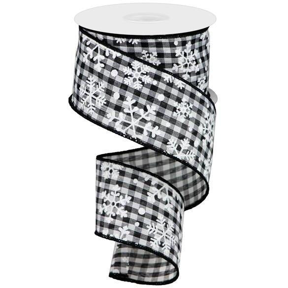 Shop For 2.5" Snowflake Ribbon: Black & White (10 Yards) at Michelle's aDOORable Creations