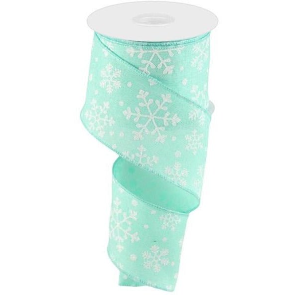 Shop For 2.5" Snowflake Ribbon: Mint Green (10 Yards) at Michelle's aDOORable Creations
