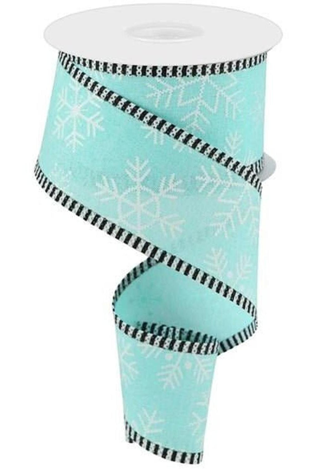 2.5" Snowflake Thin Stripe Edge Ribbon: Ice Blue (10 Yards)