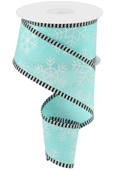 Shop For 2.5" Snowflake Thin Stripe Edge Ribbon: Ice Blue (10 Yards) at Michelle's aDOORable Creations