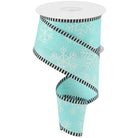 Shop For 2.5" Snowflake Thin Stripe Edge Ribbon: Ice Blue (10 Yards) at Michelle's aDOORable Creations