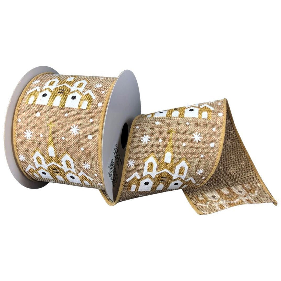 Shop For 2.5" Snowy Church Ribbon: Natural (10 Yards) at Michelle's aDOORable Creations