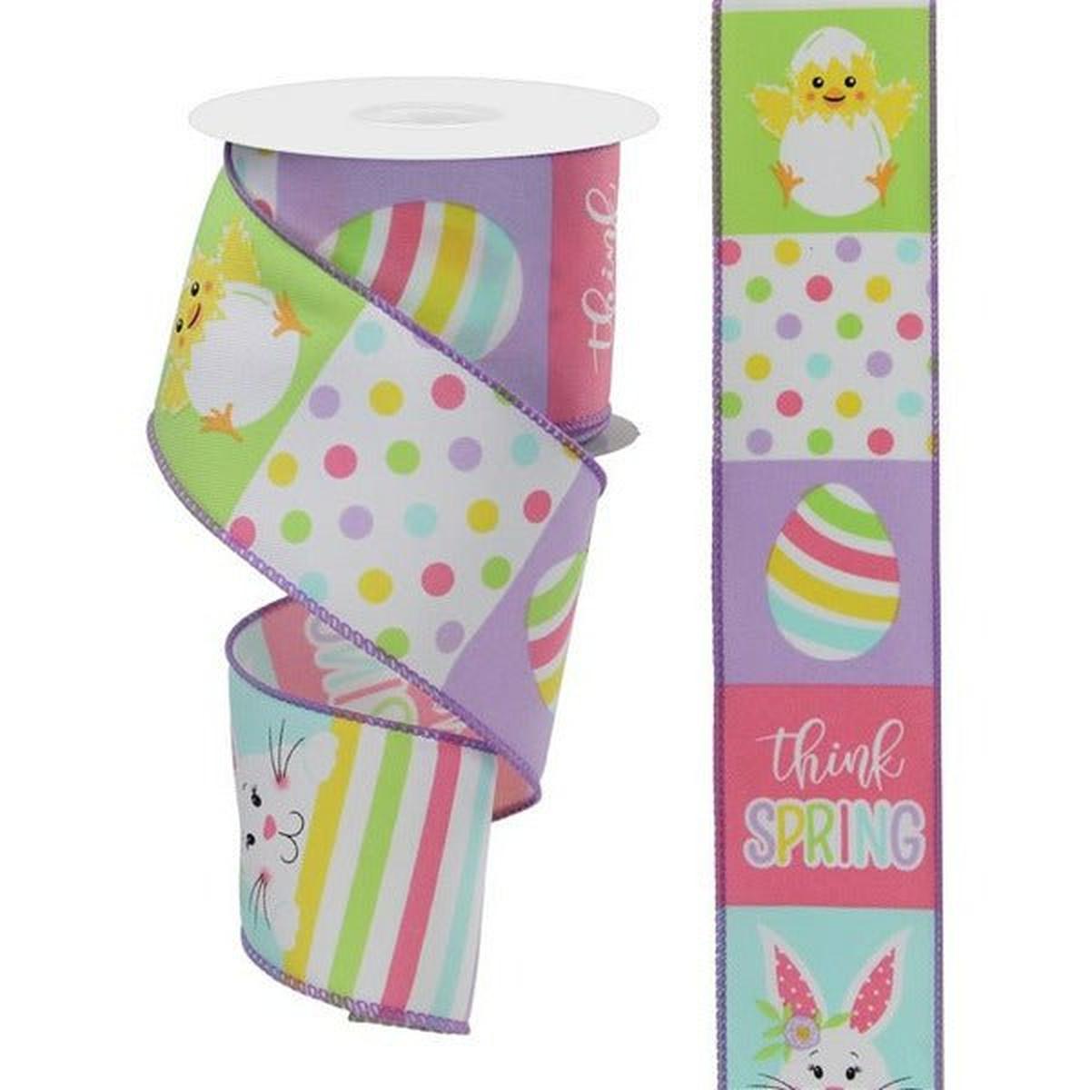 Shop For 2.5" Spring Bunny Chick Block Ribbon: White (10 Yards) at Michelle's aDOORable Creations