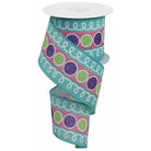 Shop For 2.5" Striped Glitter Circle Loops Ribbon: Teal (10 Yards) at Michelle's aDOORable Creations