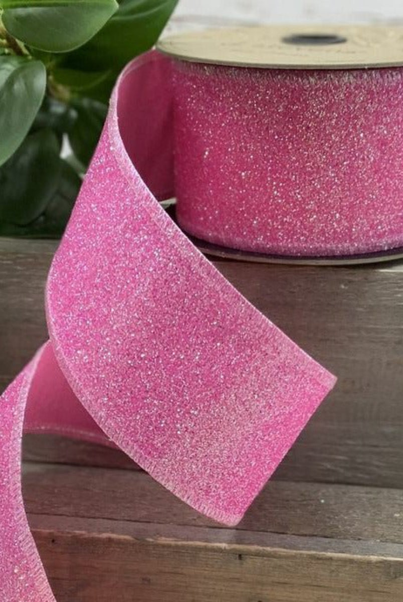 Shop For 2.5" Sugar Glitter Matrix Ribbon: Pink (10 Yards) at Michelle's aDOORable Creations