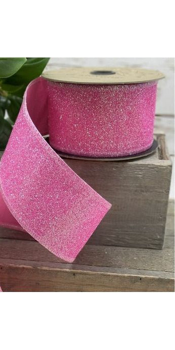2.5" Sugar Glitter Matrix Ribbon: Pink (10 Yards) - Michelle's aDOORable Creations - Wired Edge Ribbon