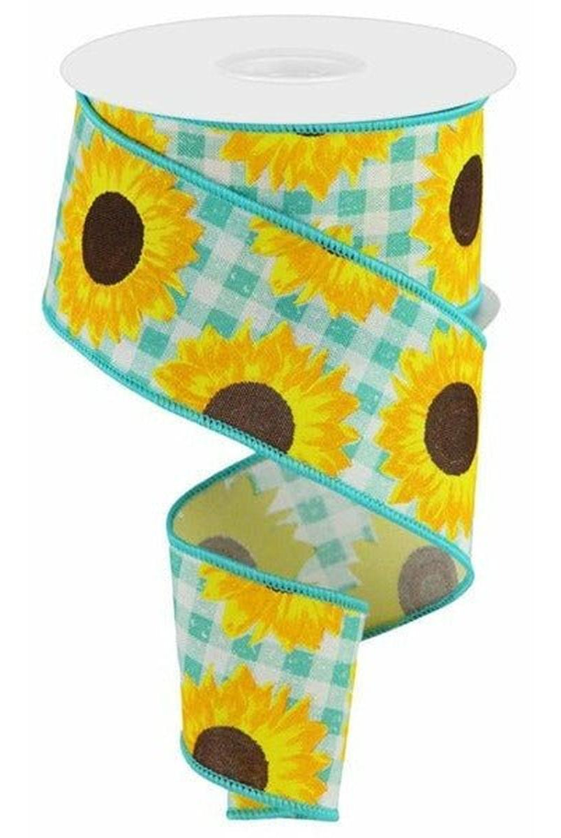 Shop For 2.5" Sunflower on Royal Ribbon: Light Teal (10 Yards) at Michelle's aDOORable Creations