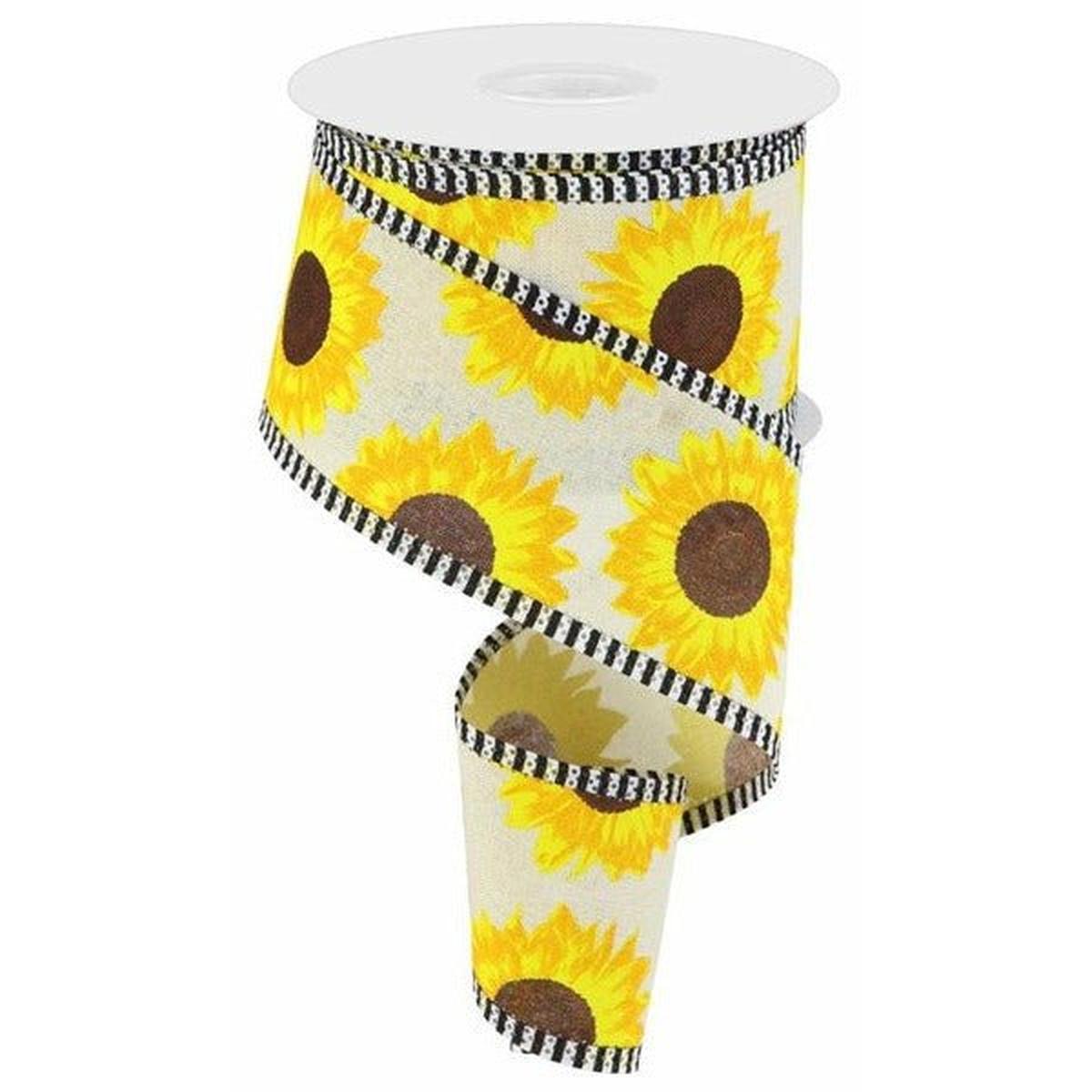 Shop For 2.5" Sunflower Thin Stripe Ribbon: Cream (10 Yards) at Michelle's aDOORable Creations