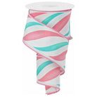 Shop For 2.5" Swirl Candy Stripe Ribbon: Pink/Ice Blue (10 Yards) at Michelle's aDOORable Creations
