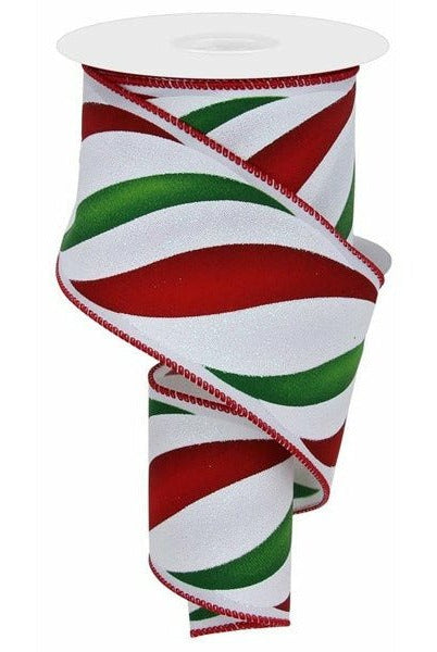 Shop For 2.5" Swirl Candy Stripe Ribbon: Red/Green (10 Yards) at Michelle's aDOORable Creations