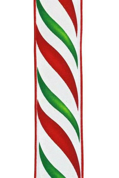 Shop For 2.5" Swirl Candy Stripe Ribbon: Red/Green (10 Yards) at Michelle's aDOORable Creations