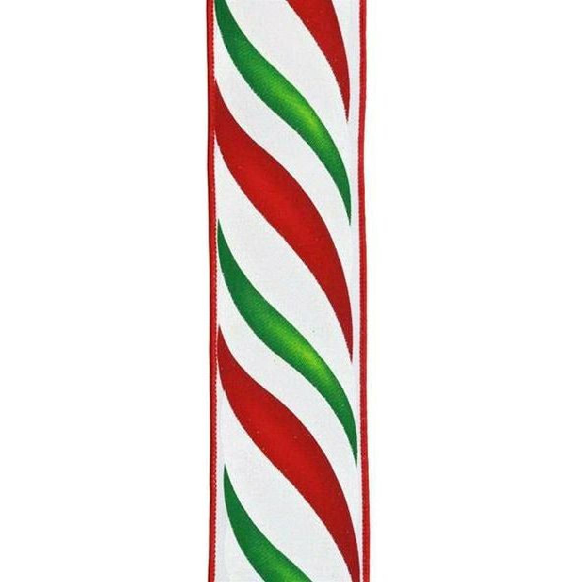 Shop For 2.5" Swirl Candy Stripe Ribbon: Red/Green (10 Yards) at Michelle's aDOORable Creations