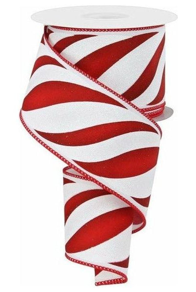 Shop For 2.5" Swirl Candy Stripe Ribbon: Red/White (10 Yards) at Michelle's aDOORable Creations