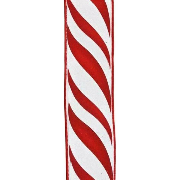 Shop For 2.5" Swirl Candy Stripe Ribbon: Red/White (10 Yards) at Michelle's aDOORable Creations