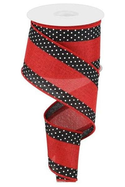 2.5" Swiss Dots Royal Ribbon: Red (10 Yards) - Michelle's aDOORable Creations - Wired Edge Ribbon