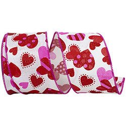 Shop For 2.5" Tossed Hearts Ribbon: White (10 Yards) at Michelle's aDOORable Creations