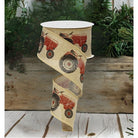 Shop For 2.5" Tractor Ribbon: Light Beige & Red (10 Yards) at Michelle's aDOORable Creations