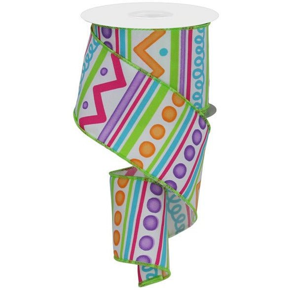 Shop For 2.5" Tribal Stripes Ribbon: White (10 Yards) at Michelle's aDOORable Creations