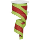 Shop For 2.5" Tricolor Striped Ribbon: Red/Lime Green (10 Yards) at Michelle's aDOORable Creations