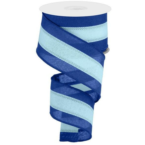 Shop For 2.5" Tricolor Striped Ribbon: Royal Blue/Pale Blue (10 Yards) at Michelle's aDOORable Creations