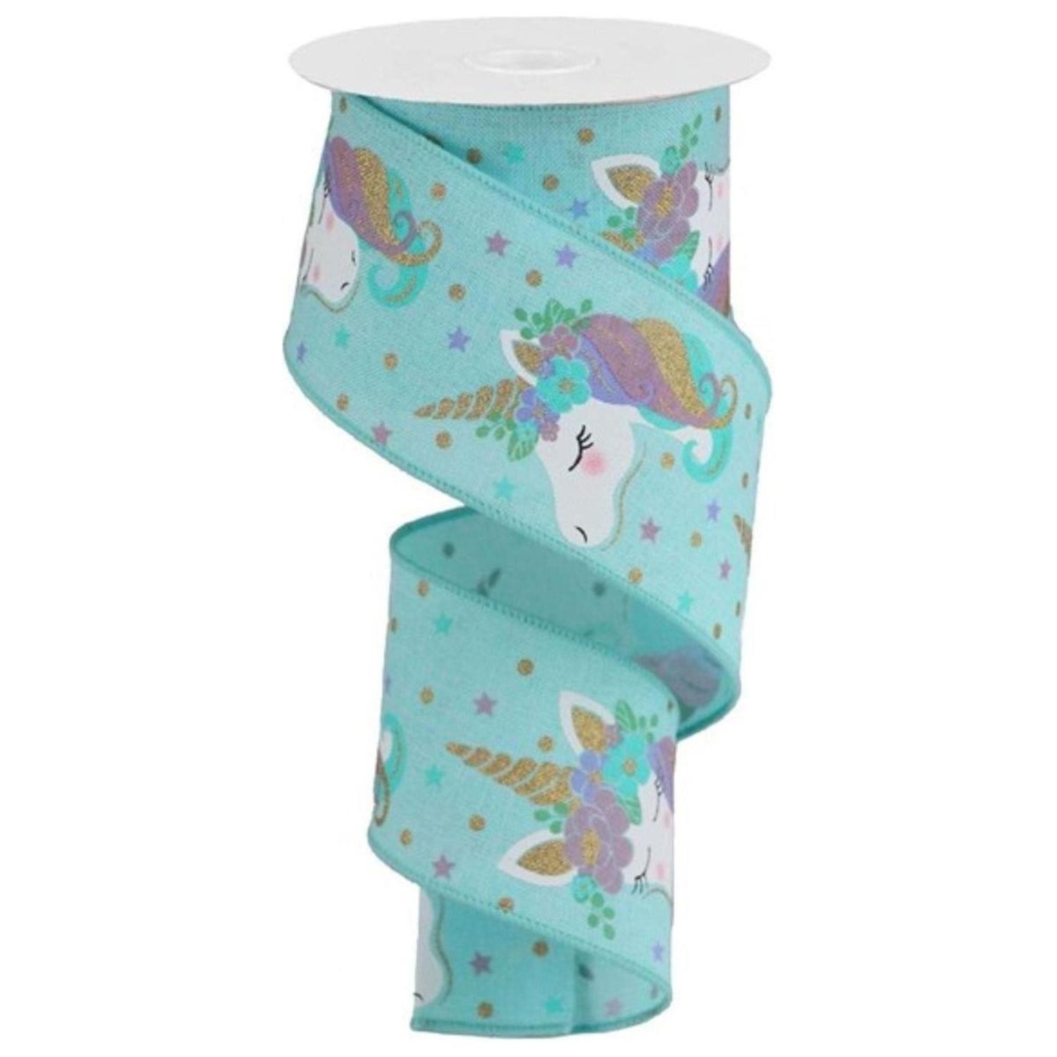Shop For 2.5" Unicorn Royal Ribbon: Ice Blue (10 Yards) at Michelle's aDOORable Creations