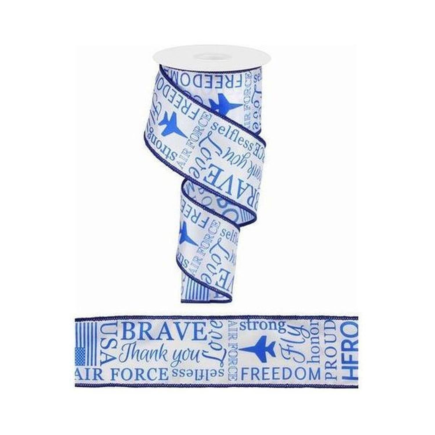 Shop For 2.5" United States Air Force Ribbon: White (10 Yards) at Michelle's aDOORable Creations