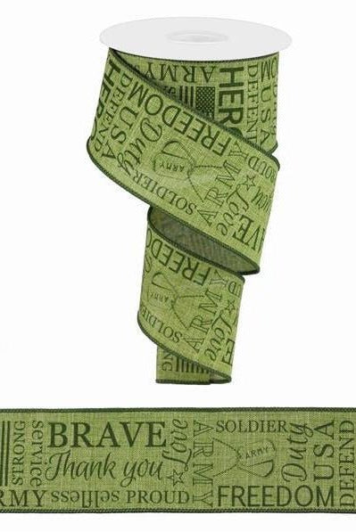 Shop For 2.5" United States Army Ribbon: Army Green (10 Yards) at Michelle's aDOORable Creations