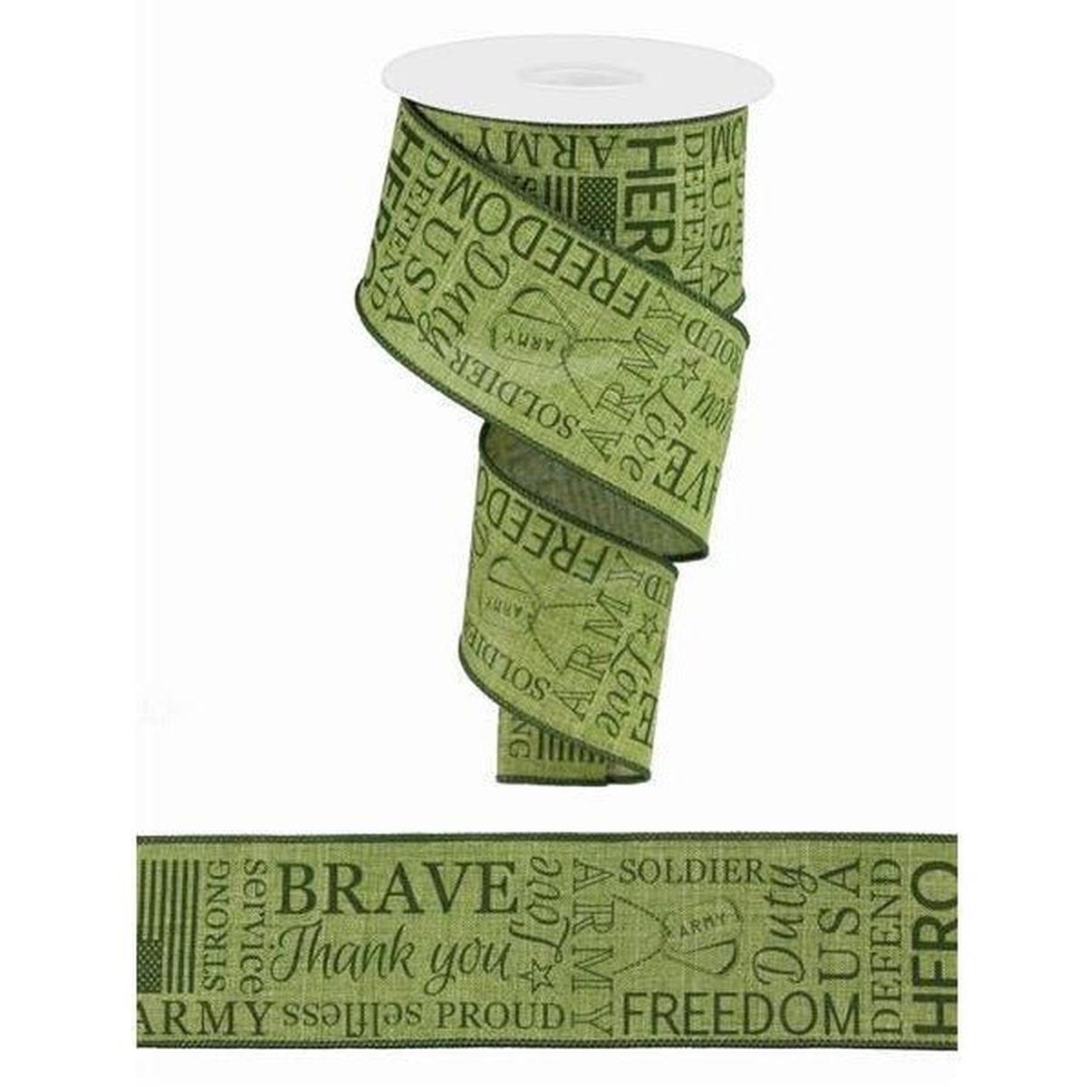 Shop For 2.5" United States Army Ribbon: Army Green (10 Yards) at Michelle's aDOORable Creations