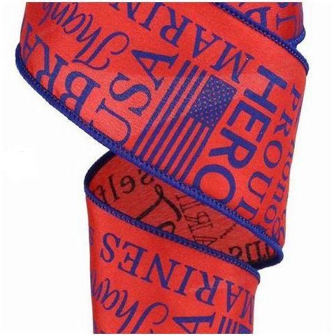 Shop For 2.5" United States Marine Ribbon: Red & Blue (10 Yards) at Michelle's aDOORable Creations