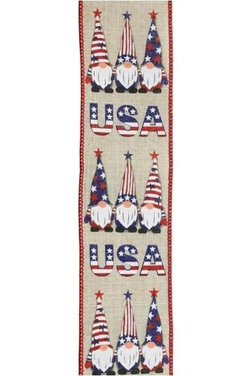 2.5" USA Patriotic Gnome Ribbon: Natural (10 Yards)