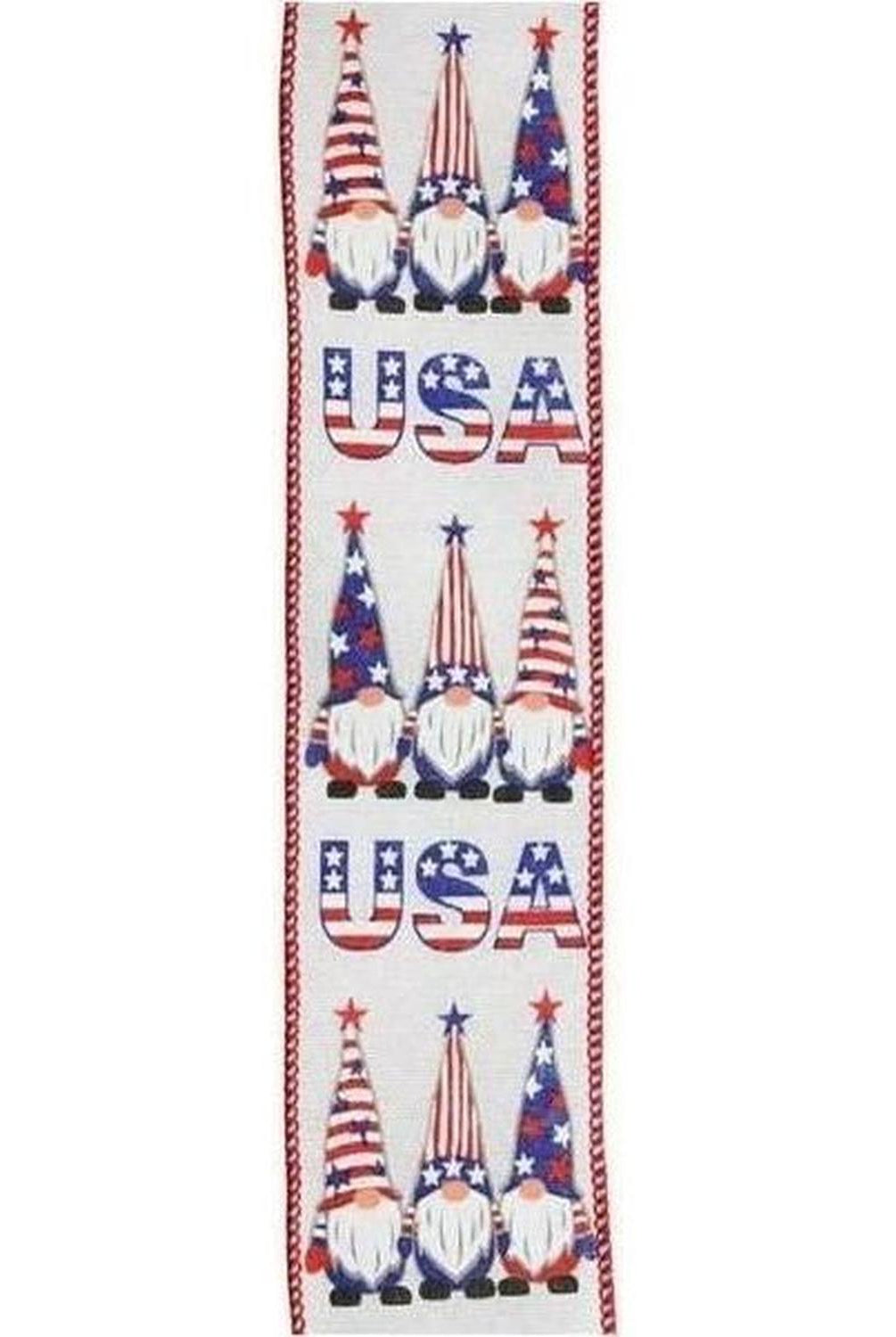 2.5" USA Patriotic Gnome Ribbon: White (10 Yards)