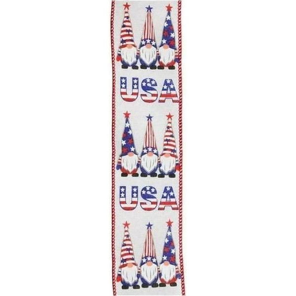 Shop For 2.5" USA Patriotic Gnome Ribbon: White (10 Yards) at Michelle's aDOORable Creations
