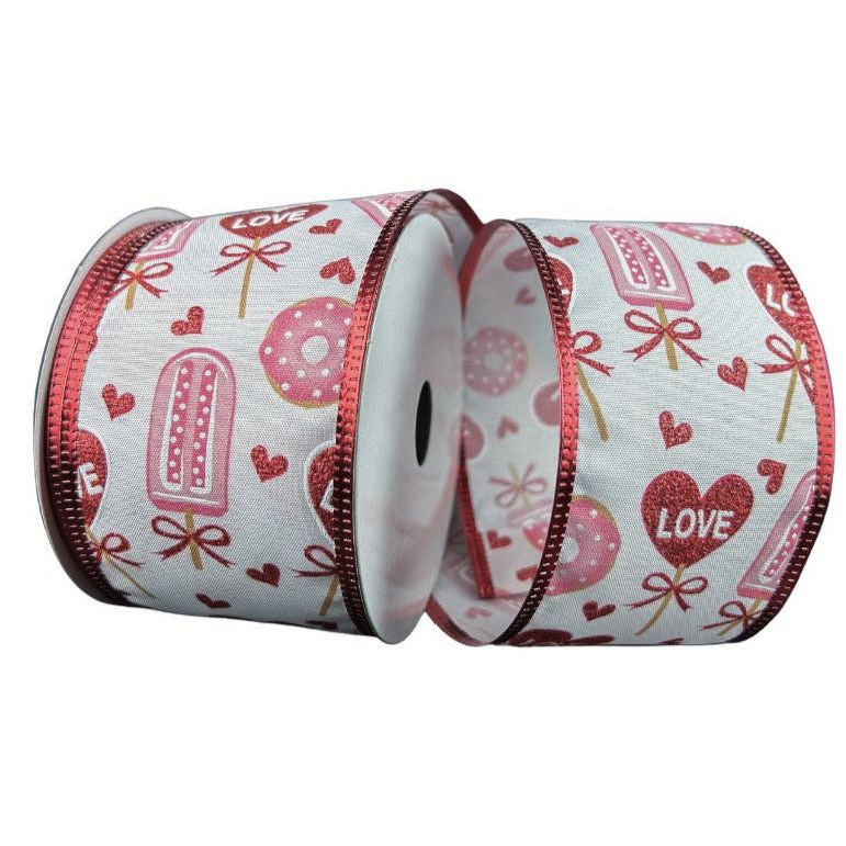 Shop For 2.5" Valentine Candy and Donuts Ribbon: White (10 Yards) at Michelle's aDOORable Creations