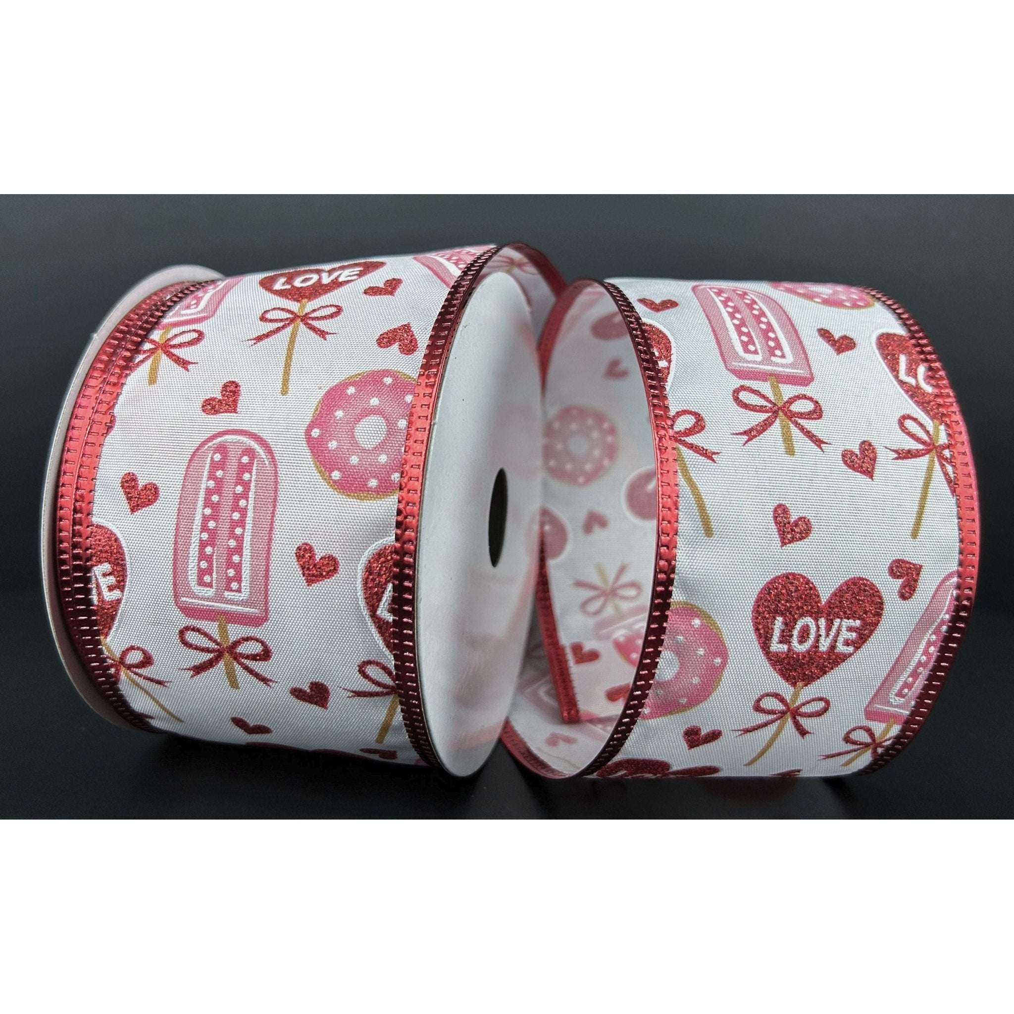 Shop For 2.5" Valentine Candy and Donuts Ribbon: White (10 Yards) at Michelle's aDOORable Creations