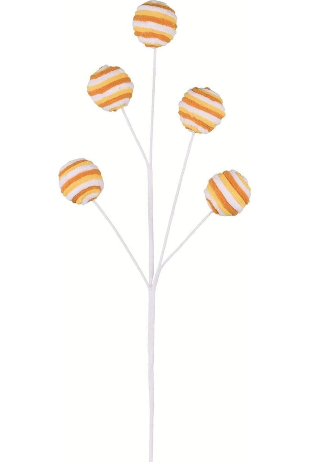 25" Velvet Striped Ball Spray: Candy Corn