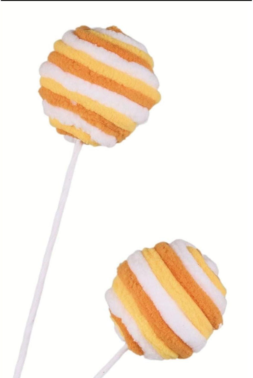 25" Velvet Striped Ball Spray: Candy Corn