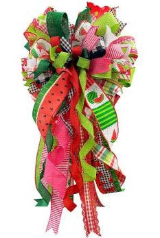 2.5" Watermelon Block Royal Ribbon: White (10 Yards) - Michelle's aDOORable Creations - Wired Edge Ribbon