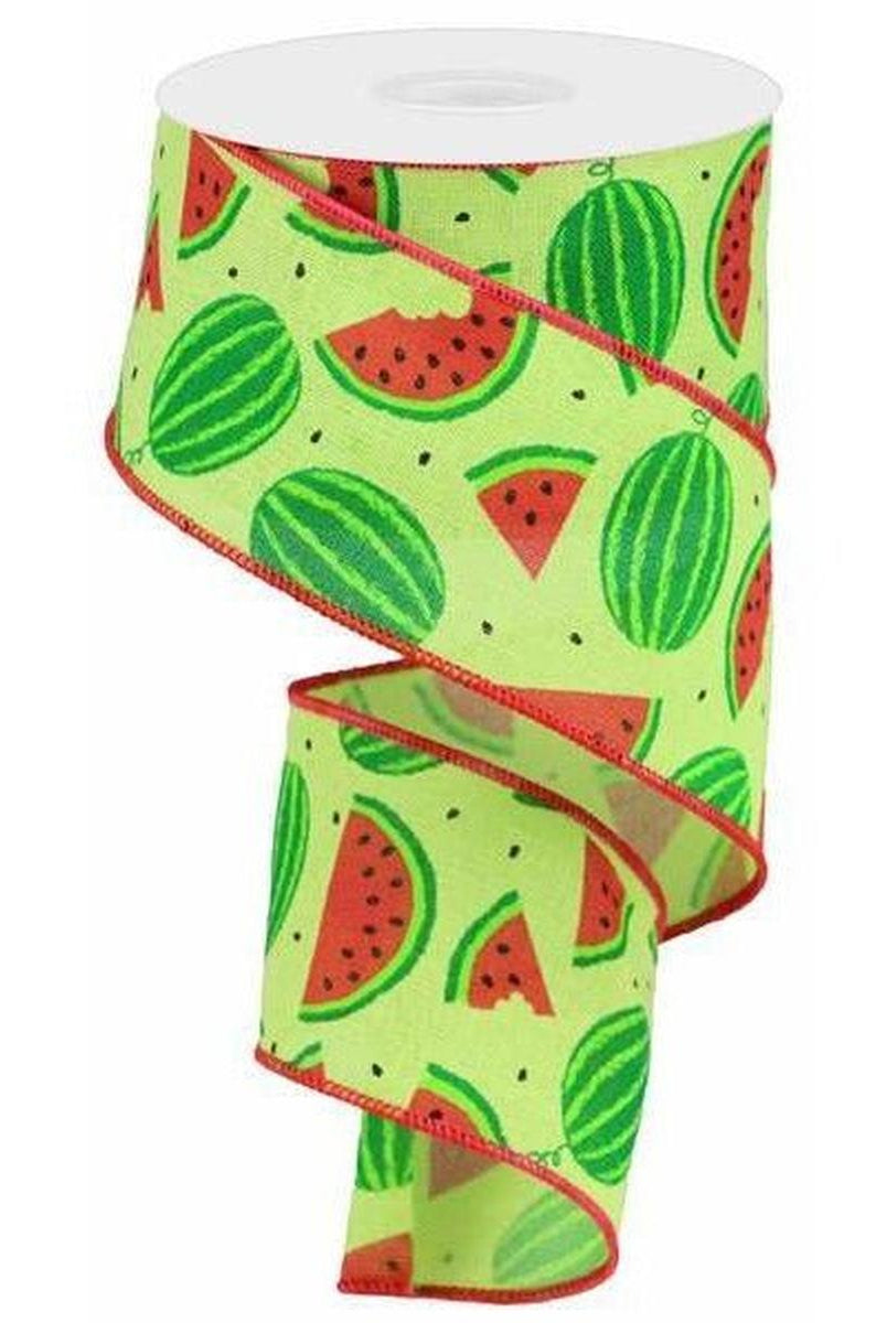 Shop For 2.5" Watermelon Slices Canvas Ribbon: Bright Green (10 Yards) at Michelle's aDOORable Creations