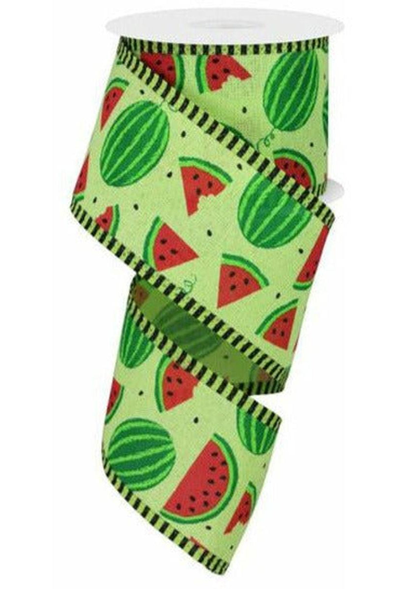 Shop For 2.5" Watermelon Slices Thin Stripe Ribbon: Green (10 Yards) at Michelle's aDOORable Creations