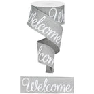 Shop For 2.5" Welcome Royal Ribbon: Light Grey (10 Yards) at Michelle's aDOORable Creations