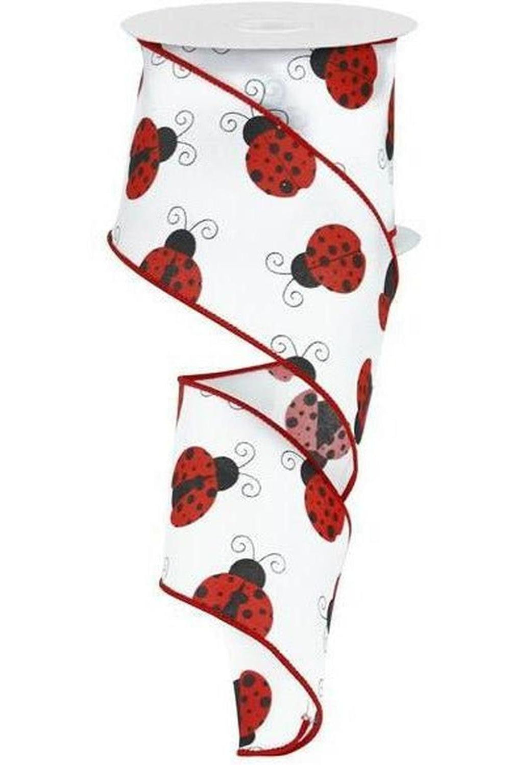 Shop For 2.5" White Satin Ladybug Ribbon (10 Yards) at Michelle's aDOORable Creations