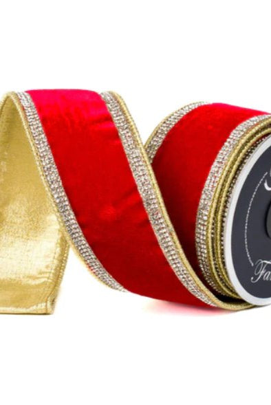 Shop For 2.5" Winter Diamonds Ribbon: Red (5 Yards) at Michelle's aDOORable Creations