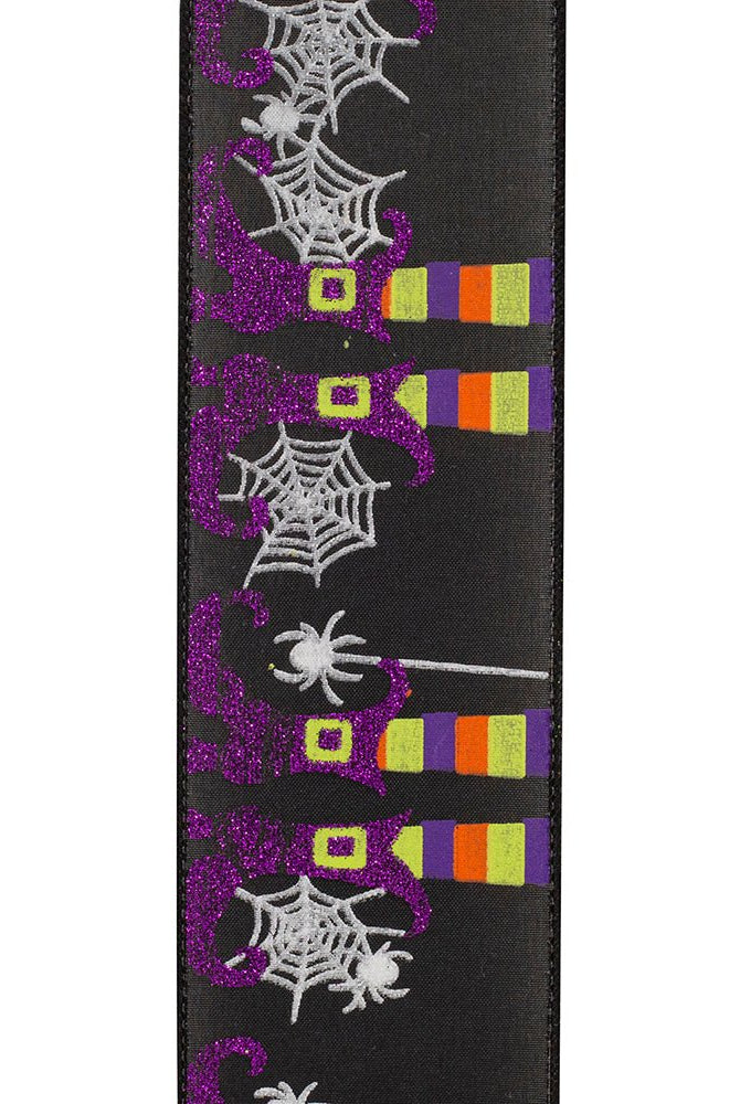 Shop For 2.5" Witch Leg and Spider Web Ribbon: Black (10 Yards) at Michelle's aDOORable Creations