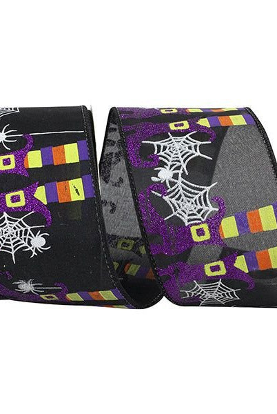 Shop For 2.5" Witch Leg and Spider Web Ribbon: Black (10 Yards) at Michelle's aDOORable Creations